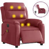 vidaXL Massagesessel Elektrisch Weinrot Kunstleder