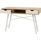 Mendler Schreibtisch MCW-E92, Bürotisch Computertisch, 3D-Struktur 120x60cm naturbraun weiß