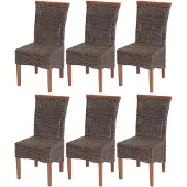 Mendler 6er-Set Esszimmerstuhl Savona, Stuhl Küchenstuhl, Rattan ohne Sitzkissen