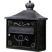 Albert Wandbriefkasten A-142330, schwarz-silber, Aluguss, 440x370x155mm