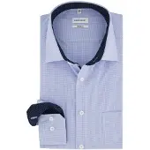Seidensticker Business Hemd Herren Regular Fit Baumwolle blau kariert, 47 584654-0001-00470