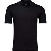 BOSS Orange Polo einfarbig schwarz normale Passform Baumwolle
