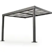 Juskys Terrassenüberdachung Jakarta 3x3 m mit Schiebedach - Terrassendach Aluminium - Doppelstegplatten - wetterfeste Überdachung mit UV-Schutz - Grau
