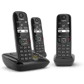 Gigaset AS690AR TRIO, Analoges/DECT-Telefon, Kabelloses Mobilteil, Freisprecheinrichtung, 100 Eintragungen, Schwarz