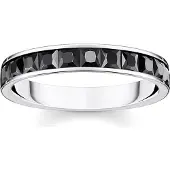 Thomas Sabo Fingerring "Steine Pavé" Gr. 58, silber (silberfarben, schwarz), Fingerringe, Damen, 58, Silber 925 (recycelt), 4mm, Fingerring, mit Zirkonia (synth.)