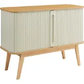 En.casa Kommode ‘Tysvær’ mit 2 Schiebetüren 110 x 40 x 80 cm Bambus / Cremeweiß
