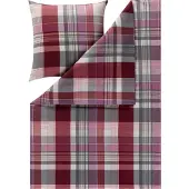 Estella Kuschel Flanell Bettwäsche 135x200 Ambros aubergine Karo 4473-670