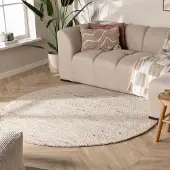 NATURL. Wollteppich Rund - Feline Weiß Meliert Ø 140 cm