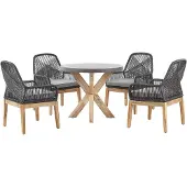 Beliani Gartentisch Set OLBIA Hellgrau 90x90x76