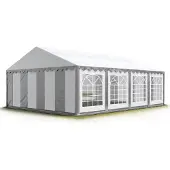 TOOLPORT Partyzelt Festzelt 5x8 m Garten-Pavillon PVC Plane 700 N in grau-weiß Wasserdicht