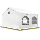 TOOLPORT Partyzelt Festzelt 3x4 m in weiß Professional PE Plane 550 N Wasserdicht UV Schutz mit BODENRAHMEN Gartenzelt