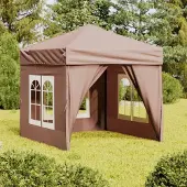 The Living Store Partyzelt Faltbar mit Seitenwänden Taupe 2x2 m