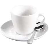 Esmeyer 6 Espresso-Tassen 0,10 ltr mit Untertasse - aus weißem, schweren Porzellan Form BISTRO , 433-214