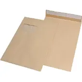 Eurokuvert Seitenfaltentaschen, 20 mm, Fenster, haftklebend, DIN C4, 100 Stück, natronbraun