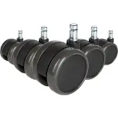 Hjh OFFICE 5x ROLO FREE 11mm/65mm Hartböden - Stuhlrollen Schwarz
