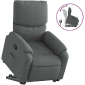 vidaXL Relaxsessel mit Aufstehhilfe Dunkelgrau Stoff