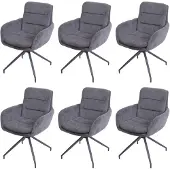 Mendler 6er-Set Esszimmerstuhl MCW-K32, Küchenstuhl Lehnstuhl Stuhl, drehbar Auto-Position, Stoff/Textil MVG Cord grau
