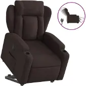 vidaXL Relaxsessel mit Aufstehhilfe Elektrisch Dunkelbraun Stoff