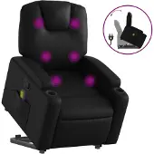 vidaXL Massagesessel mit Aufstehhilfe Schwarz Kunstleder