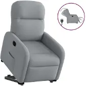 vidaXL Relaxsessel mit Aufstehhilfe Elektrisch Hellgrau Stoff