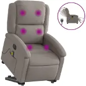 vidaXL Elektrischer Massagesessel mit Aufstehhilfe Taupe Stoff