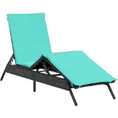 vidaXL Sonnenliege mit Kissen Schwarz Poly Rattan