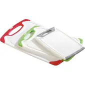 Esmeyer Schneidbrett-Set Caterado STAR, 3-teilig, 3 verschiedene Größen, mit Textileinleger, Kunststoff, weiß mit farbigen Rändern