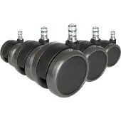Hjh OFFICE 5x ROLO No-Noise 11mm/65mm Hartböden - Stuhlrollen Schwarz