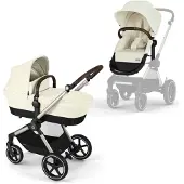 Cybex EOS Lux Kombiwagen inkl. Beemoo Route Babyschale & Basis, Seashell Beige/Black Stone