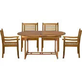 Möbilia Sitzgruppe 4 x Stühle + 1 x Ausziehtisch Akazie natur