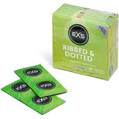 Exs Ribbed & Dotted - geripptes, genopptes Kondom (48 Stk.)