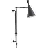Beliani Wandlampe Schwarz Metall mit Schalter Verstellbarer Arm und Schirm Trichterform 1-Flammig Industrielles Design für Schlafzimmer Wohnzimmer