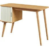 En.casa Schreibtisch ‘Tysvær’ mit Schrankteil und einer Tür 75 x 105 x 48 cm Bambus / Cremeweiß