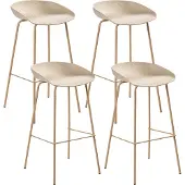 Beliani Set aus 4 Barstühle beige Kunststoffgestell Eisenbeine in Holzoptik für den Essbereich