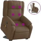 vidaXL Massagesessel mit Aufstehhilfe Braun Stoff