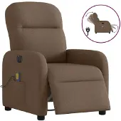 vidaXL Massagesessel Elektrisch Braun Stoff