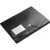 FolderSys Eckspanner JUMBO, A4, B 240 x H 320 mm, 3 Innenklappen & Gummizug-Verschluss, Polypropylen, Stärke 0,42 mm, schwarz, 10 Stück
