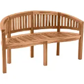 Möbilia Gartenbank 150 cm | Bananenbank 3-Sitzer aus Teak Holz | B 150 x T 61 x H 87 cm | natur | 11020015 | Serie GARTEN