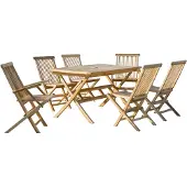Möbilia Sitzgruppe 4 x Stühle + 2 x Armlehnstühle + 1 x Tisch Teak natur