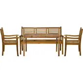 Möbilia Sitzgruppe 1 x Tisch + 2 x Stühle + 1 x Bank Akazie natur