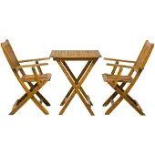 Möbilia Sitzgruppe 2 Armlehnstühle + Tisch 62x62 cm Akazie natur