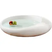 SalesFever Couchtisch rund | Hochglanz lackiert | Fiberglas | integrierte Weißglasplatte | B 100 x T 100 x H 25 cm | weiß