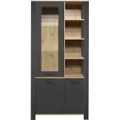 Mäusbacher Nele Vitrine Holzwerkstoff 2 Türen 1 Rahmentür mit Glas 96x203x44 cm