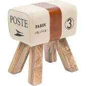 Massivart Sitz- & Fußhocker Stoffbezug beige Mango massiv lackiert - CARLAS