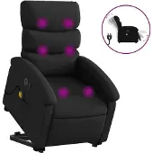 vidaXL Massagesessel mit Aufstehhilfe Elektrisch Schwarz Kunstleder