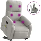 vidaXL Massagesessel mit Aufstehhilfe Hellgrau Mikrofasergewebe