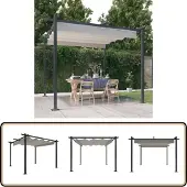 The Living Store Pavillon mit Ausziehbarem Dach 3x3 m Creme