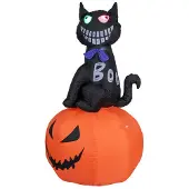 Europalms Halloween Aufblasbare Figur Katze mit Kürbis, 183cm