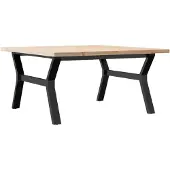 vidaXL Couchtisch Y-Gestell 90x90x45,5cm Massivholz Kiefer & Stahl