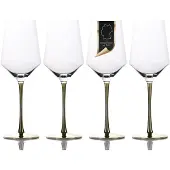 Intirilife 4x Wein Glas mit goldfarbenem Stiel - 380 ml Füllmenge - Rotwein Weißwein Glas Kelch Kristallglas stoßfest